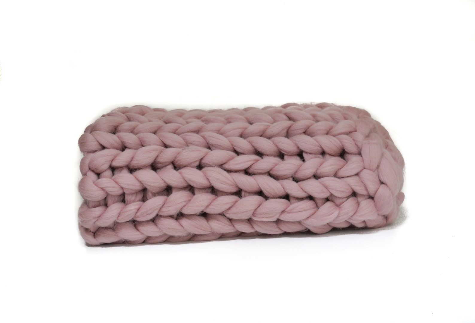 pink chunky knit throw