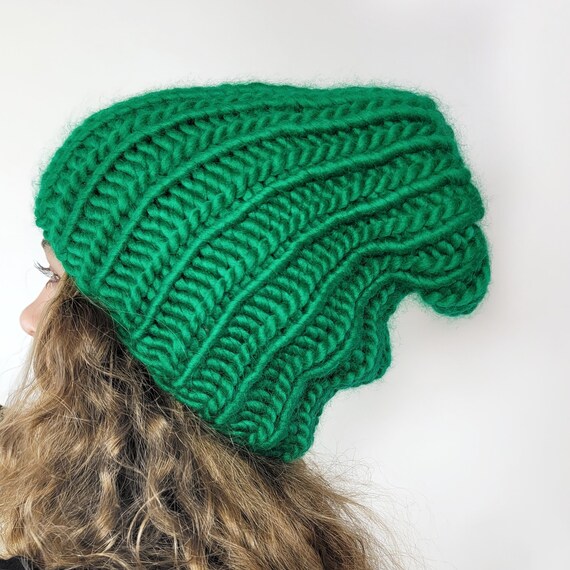 Bottega Green Wool Slouchy Beanie Green 