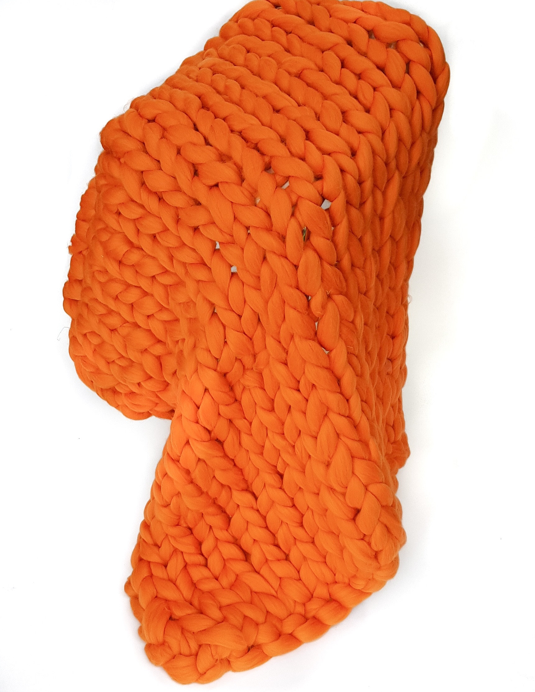 Orange Chunky Knit Blanket Orange Super Chunky Knit Throw Etsy