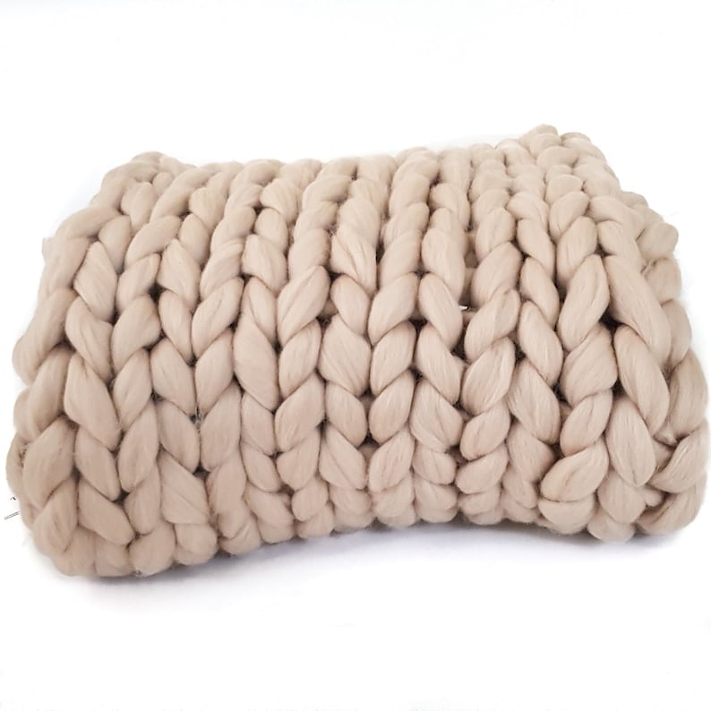 Beige Chunky Knit Blanket Beige Chunky Knit Throw Giant Knit Etsy