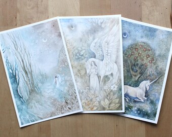Lot de 3 cartes postales - Fantasy Equine
