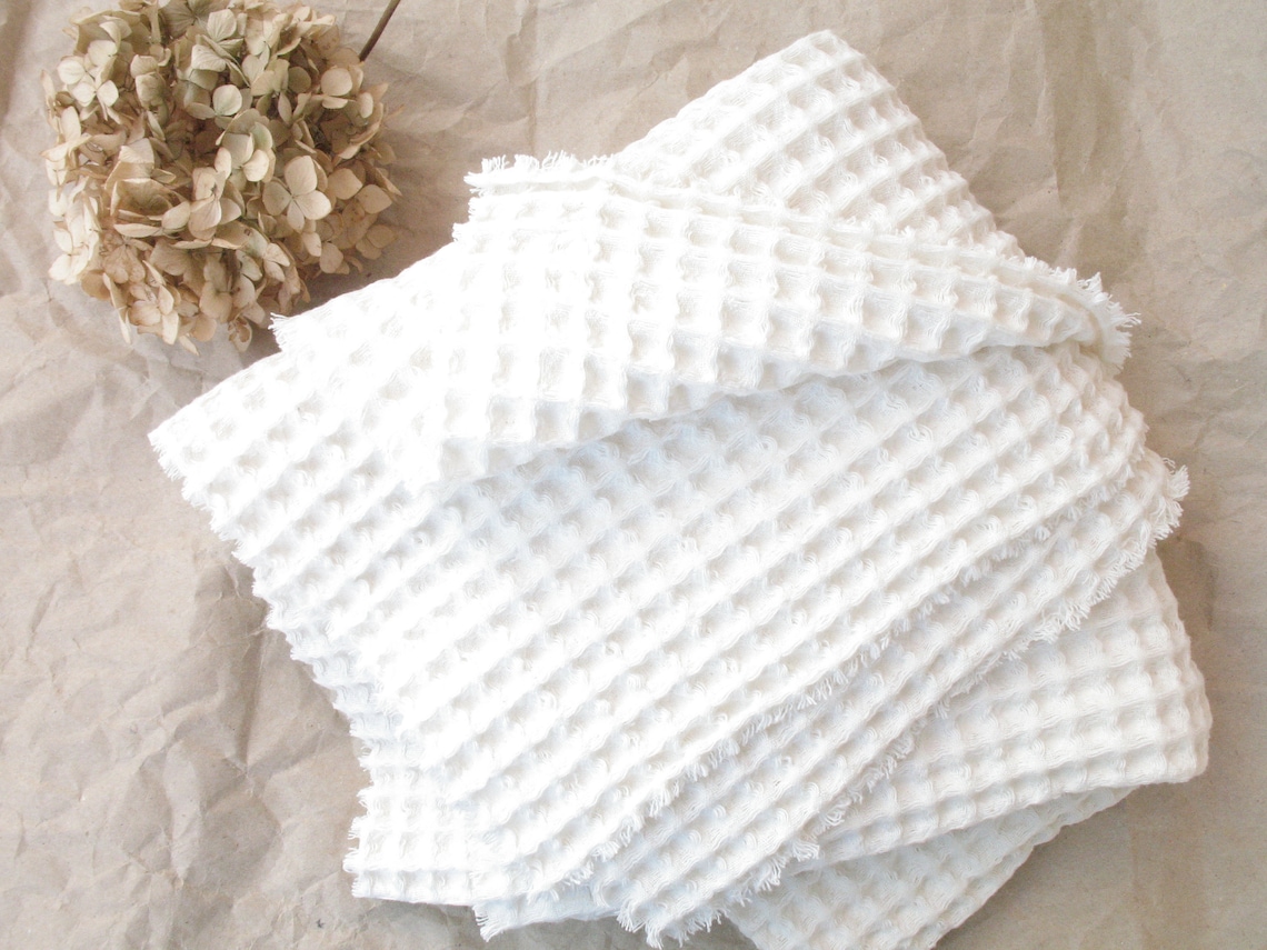 Waffle weave baby blanket in milky white. 100 cotton gauze Etsy