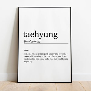 Taehyung Print Digital Download - BTS - Kim Taehyung Poster - Bangtan ARMY - Definition Print - Dictionary Poster