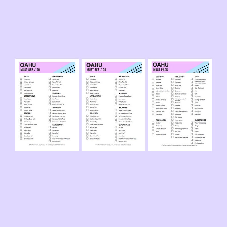 oahu hawaii travel checklist what to do eat and pack etsy