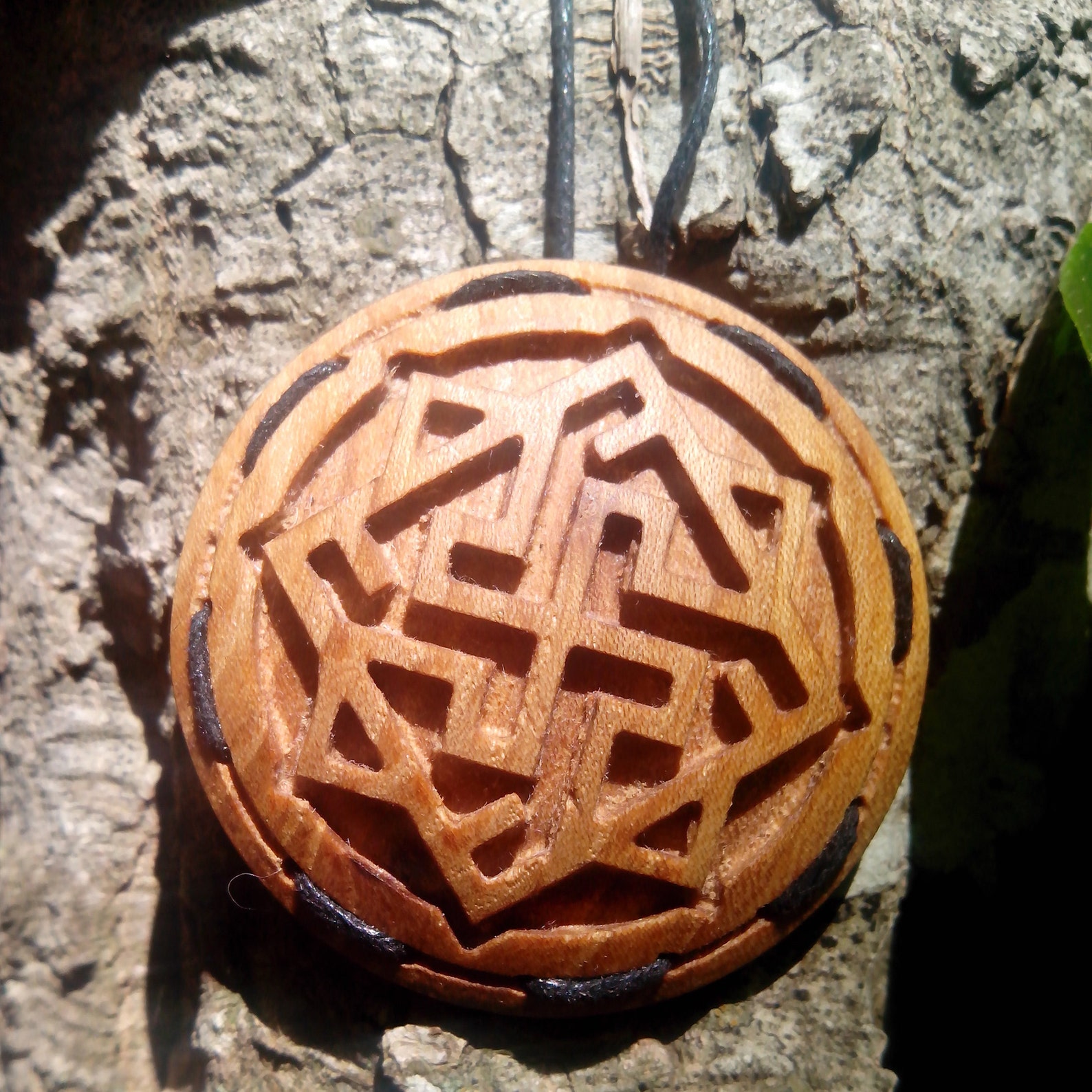 Carved wooden pendant medallion souvenir gift Etsy