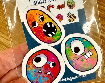 Pack of 3 AwkWard Art stickers- Pocket monster pack 2