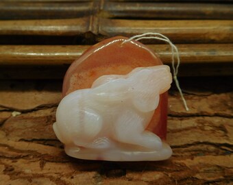 Natural Agate Handcarved Gemstone Animal. Natural Rabbit Handmade Bead Unisex Gift for Kids. Pendant Making Jewelry. Gemstone Beads (C0710)