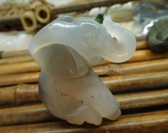 Jahresende Verkauf. Handgemachte Edelstein Tier. Geode Achat Elefant Perle für Sammlung. Einweihungsgeschenk (C0997)