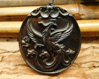 Bird Carving Wood Necklace. Wood Jewellery Carving Gift for Men. Natural Wood Black Wood. Animal Carving Lover Christmas Gift Exchange