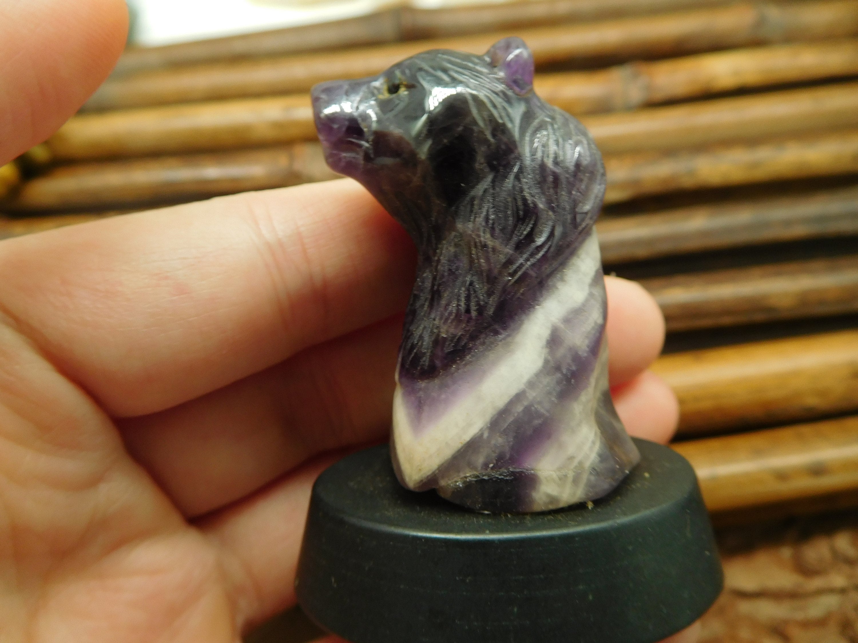 Amethyst Gemstone Bear Carving Stone Decoration. Handcarve Etsy