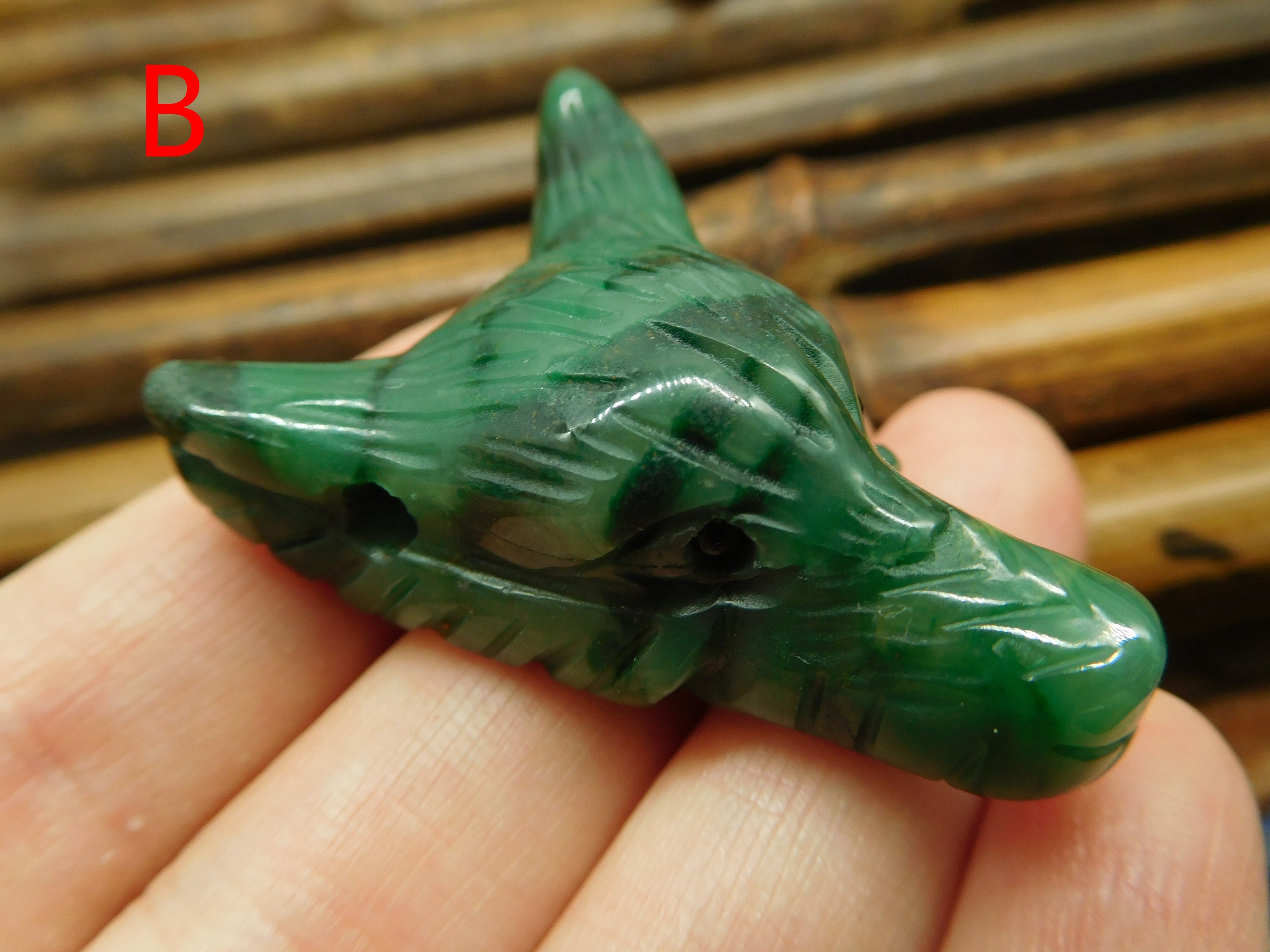 African Jade Hand Carved Wolf Pendant. Spirit Animal. Healing Etsy
