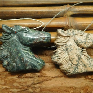 Carved Horse Bead. African Jade Horse. Horse Head. Gemstone Horse Jewelry. Craft Horse Bead. Horse Necklace. Blue Horse Pendant.(B5223)