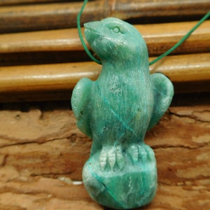 Natural Green Chrysocolla Raven Carving Bead. Green Bird Gemstone Pendant. Valentine Day Gift Ideas Handamde Jewelry. Carved Stone (B4676)