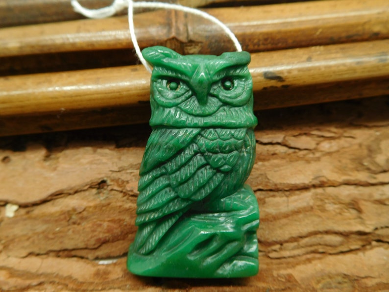 Natural Carving African Jade Handmade Stone Gemstone Kit for Jewelry Supply Best Gifts Green African Jade Owl Carving Bead B2267