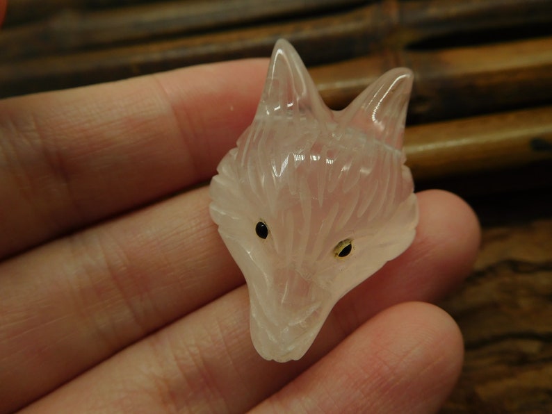 Fox Jewelry Gift Brown Fox Birthday Gift B4115 Fox Jewelry Fox Necklace Natural Stone Carving Carved Rose Quartz Fox.Fox Pedant