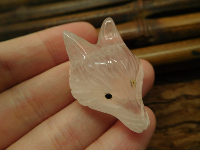 Fox Jewelry Gift Brown Fox Birthday Gift B4115 Fox Jewelry Fox Necklace Natural Stone Carving Carved Rose Quartz Fox.Fox Pedant