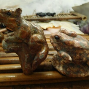 Ocean Jasper Carving Frog. Natural Stone Gemstone Bead. Frog Decoration. Animal Figurine. Carving Gemstone Gift Ideas (D394)