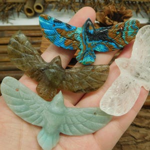 Handmade Gemstone Bird Pendant. Carved Eagle Pendant. Carving Hummingbird Pendant. Carve Stone Bird. Bird Carve Raven (B5138)
