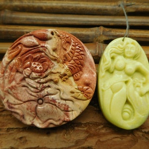 Natural Gemstone Green Jade Carving Bead. Natural Handmade Mermaid Pendant. Stone Blue Siren Pendant 51 x 30 x 6 mm (B4803)