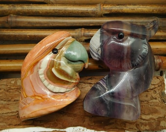 Gemstone carve parrot decoration. animal craft. fluorite carve parrot. polychrone jasper carve parrot decoration. stone animal (D0249)