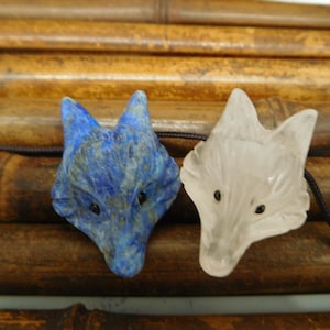 Carved Lapis Lazuli Fox. Vivid Fox Necklace. Animal Lover. Gemstone Carving. Natural Stone Bead. Fox Pendant. Valentine Gift  (B4747)