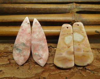 Peruvian Pink Opal. Gemstone Pairs. Crystal Pair. Amethyst Earring Pairs. Drill Cabochon. Gemstone Pairs. Natural Gemstone (B5172)