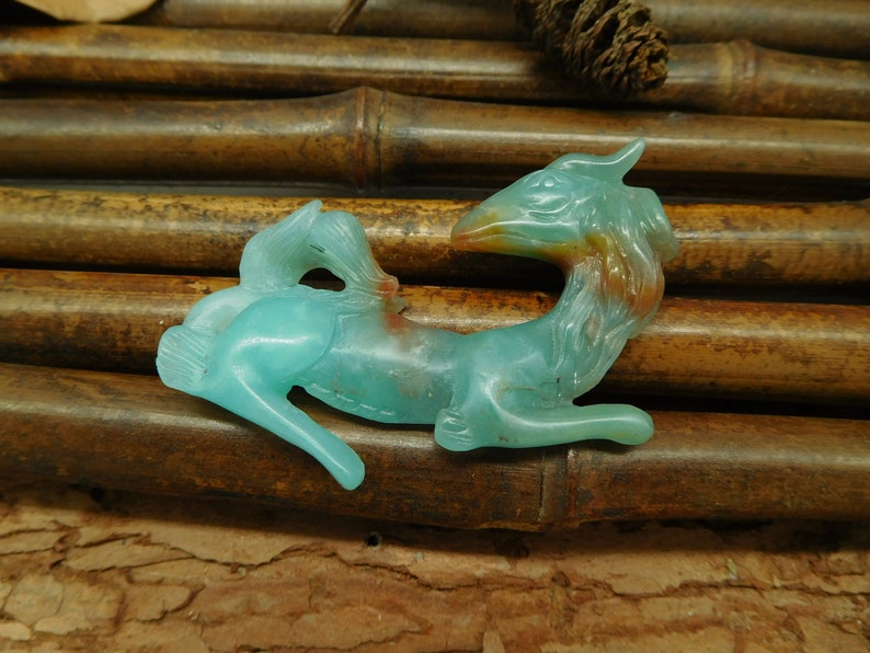 Animal Lover Animal Bead Dragon Bead Unique Gift Carved Amazonite Horse Carved Pegasus Pendant Amazonite Carving C0080