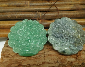 Agate Peacock Carving Stone: Indian Gemstone Bead. gemstone pendant (52X52X7mm)
