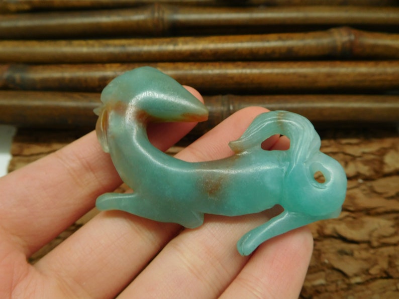 Animal Lover Animal Bead Dragon Bead Unique Gift Carved Amazonite Horse Carved Pegasus Pendant Amazonite Carving C0080