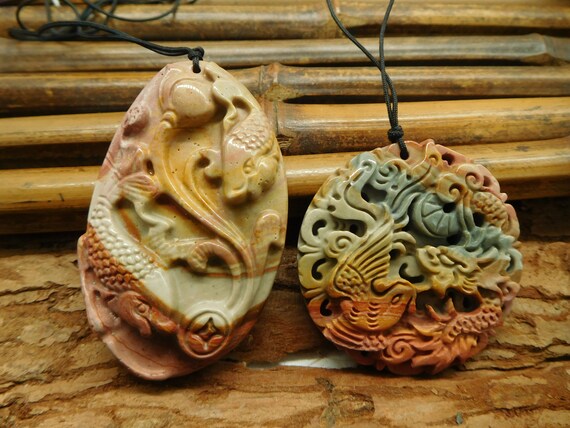 Succor Creek Picture Jasper Handmade Stone. Fish Natural Bead