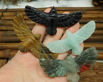 Thanksgiving day gift. carve eagle. stone bird carving. carving bird pendant. carve crystal pendant. bird craft. carve gemstone bead (B4877)