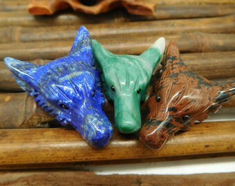 Hand Carved African Jade Wolf. Carved Gemstone. Carved Gift. Carve wolf. Carved Stone Pendant. Wolf Spirit. Crystal Carve Wolf (B4741)