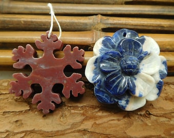 Fancy Agate Handmade Gemstone Snow Flower Jewelry. Jewelry Gift for Woman. Handmade Floral Stone Jewelry. Gemstone Carving Bead (B4522)