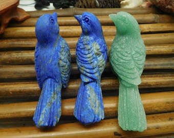 Estatua de piedra preciosa natural de urraca tallada. pájaro aventurina verde.lapislázuli. pájaro fluorita. Piedra tallada para ella 70 x 25 x 40 mm (D407)