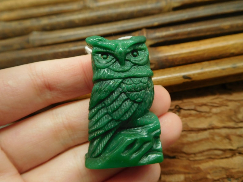Natural Carving African Jade Handmade Stone Gemstone Kit for Jewelry Supply Best Gifts Green African Jade Owl Carving Bead B2267