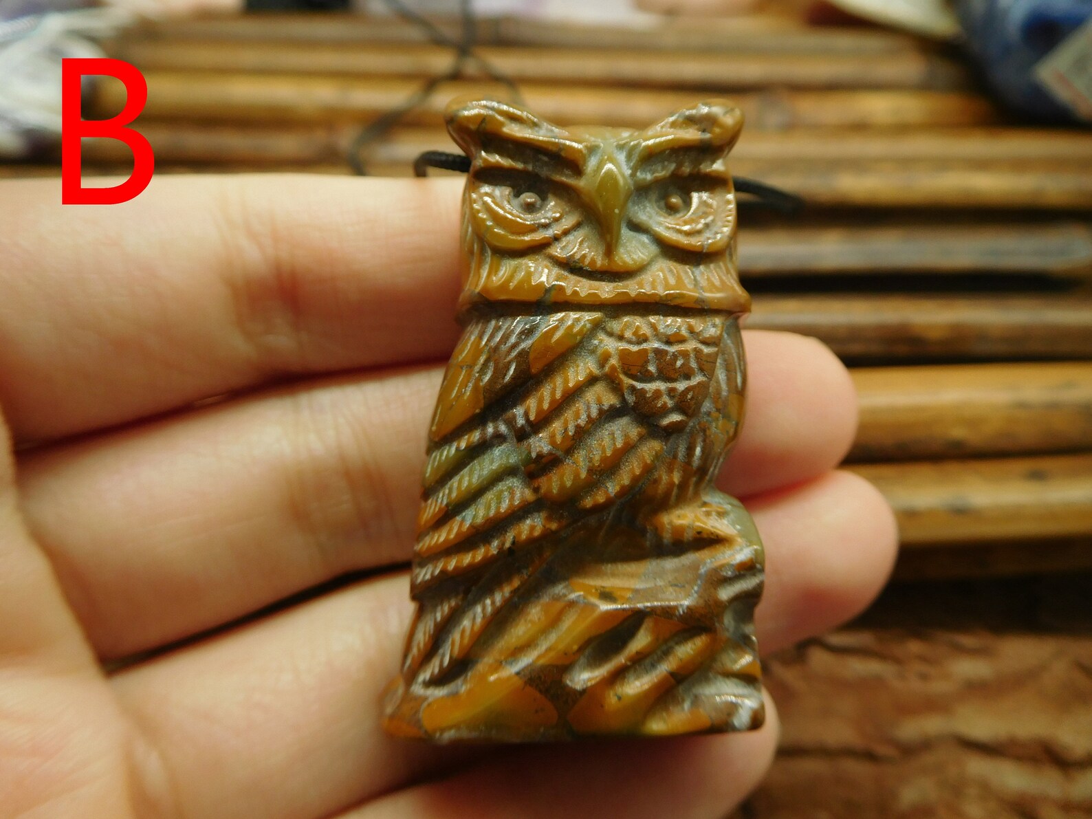 Carved Owl Pendant. Gemstone Carving. Owl Carve. Cute Owl. Etsy