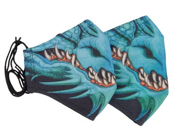 Cyan Dragon Face Mask