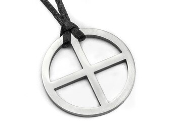 Solar Cross - Solar Wheel, Viking Cross of Odin, Celtic Woden’s Cross, Odin’s Cross, Earth Alchemy Symbol - Stainless Steel Pendant Necklace