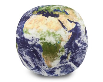 Cloudy Earth Pillow - Soft Spherical Pillow - High Quality Printed Stuffed Ball