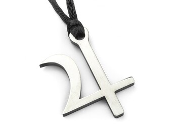 Jupiter Alchemy Sign - Alchemical Planetary Symbol - Medieval Alchemy Symbol - Stainless Steel Pendant Necklace