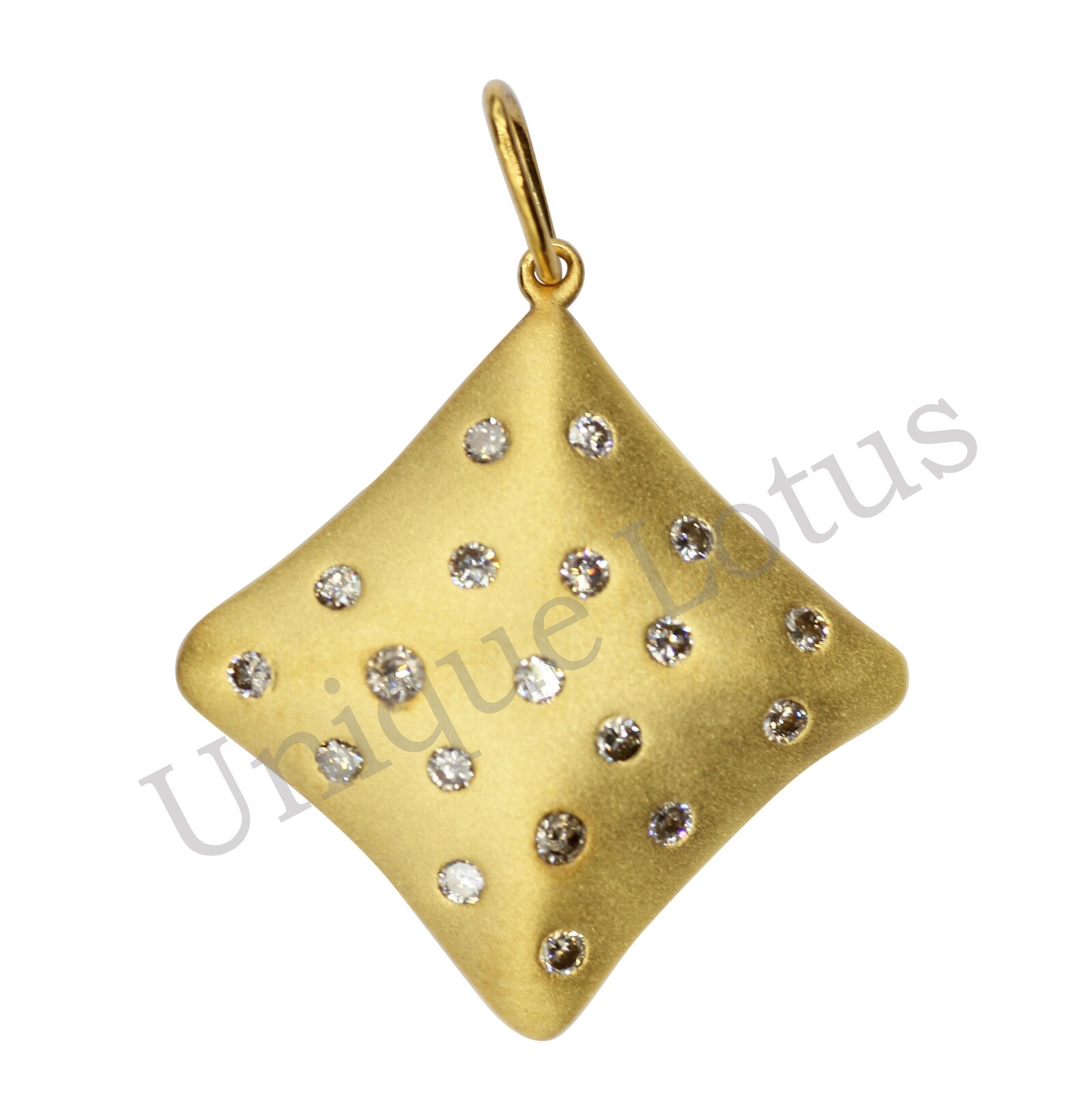 14k Solid Gold Diamond Pendants. Genuine Handmade Pave Diamond Etsy