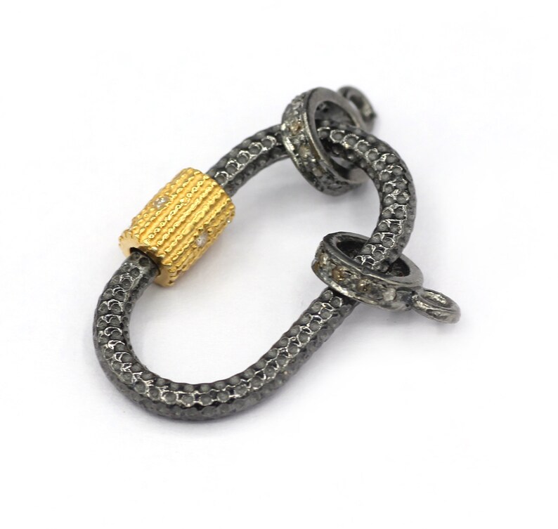 Open Shape Silver Diamond Clasps .925 Oxidized Sterling Silver Etsy