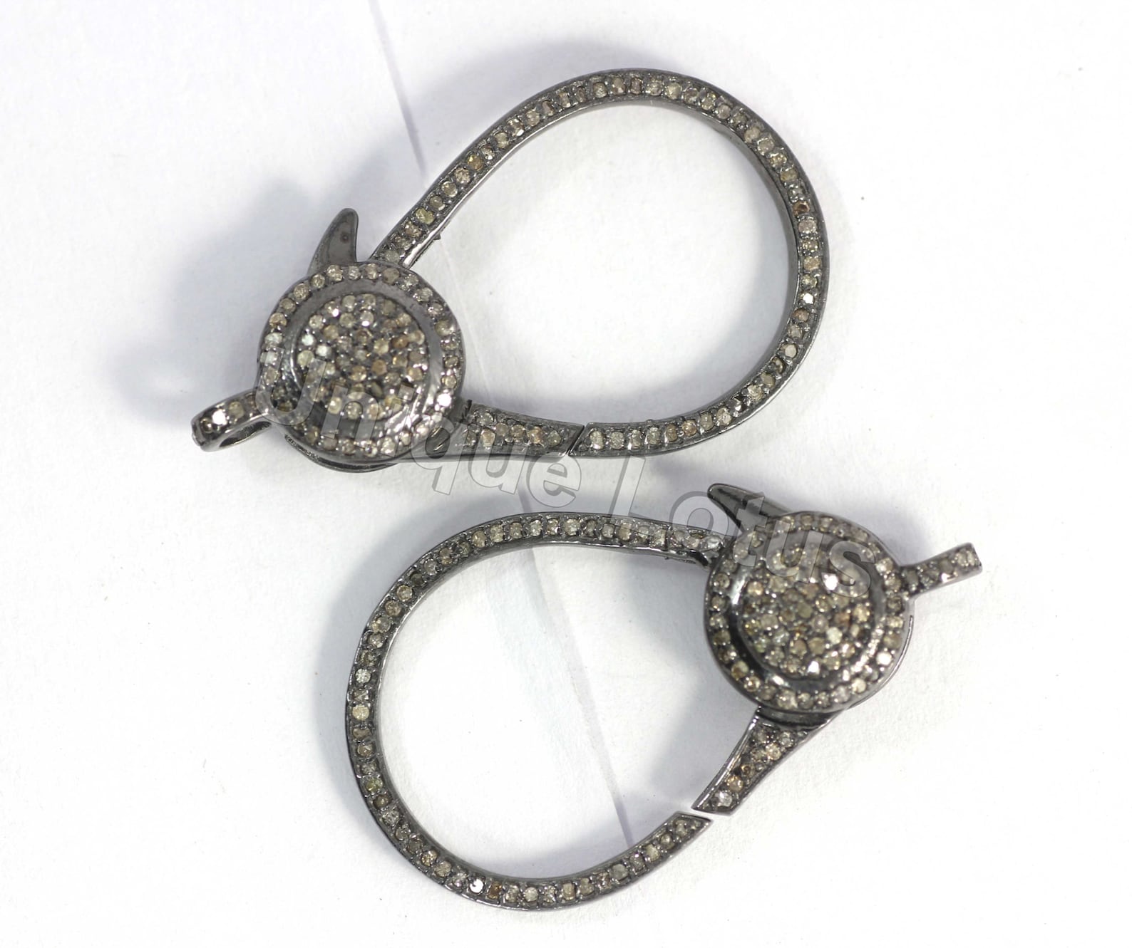 Silver Diamond Clasps .925 Oxidized Sterling Silver Diamond Etsy