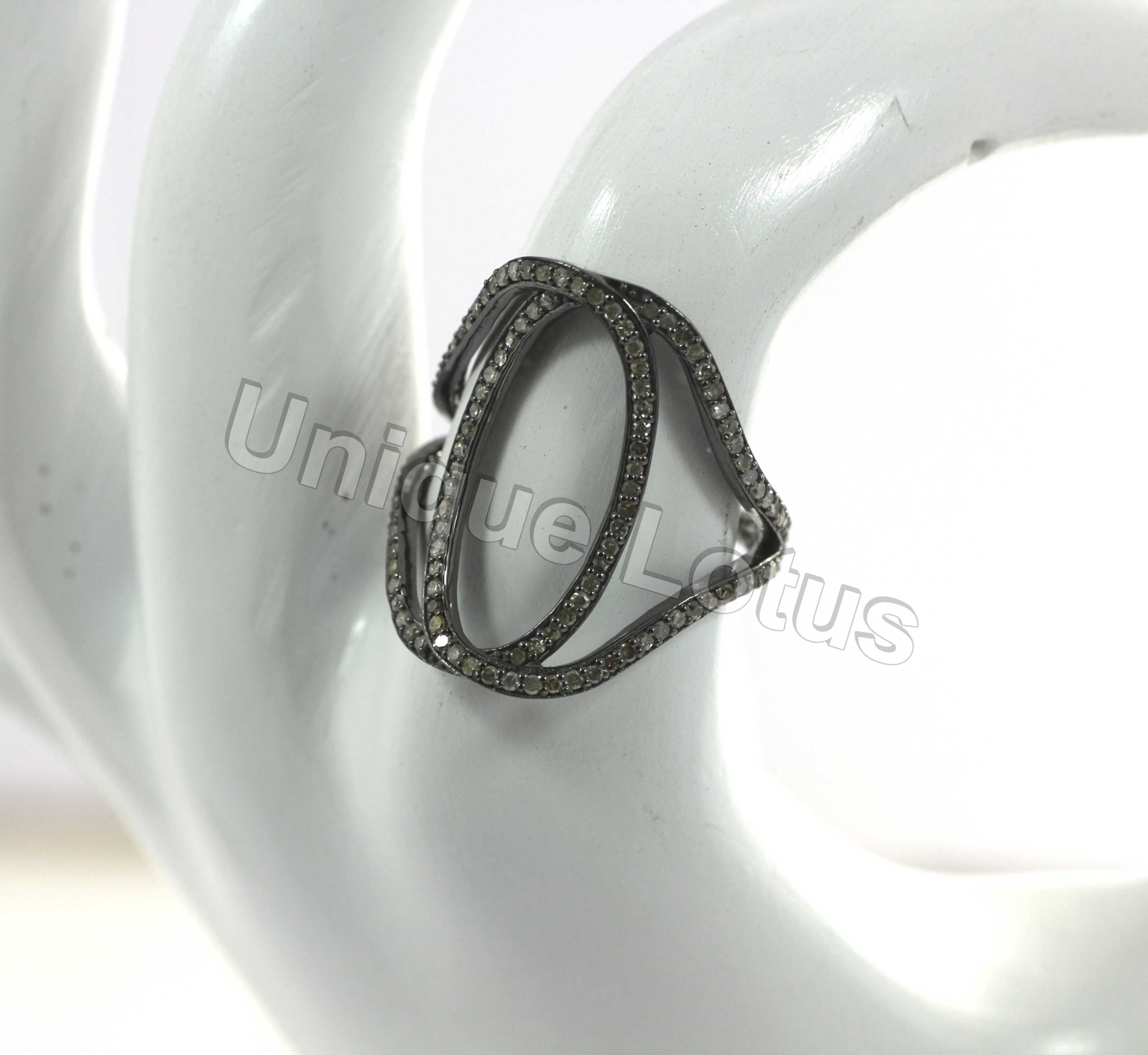 Silver Pave Diamond Ring .925 Oxidized Sterling Silver Diamond Ring Genuine handmade pave diamond Ring.