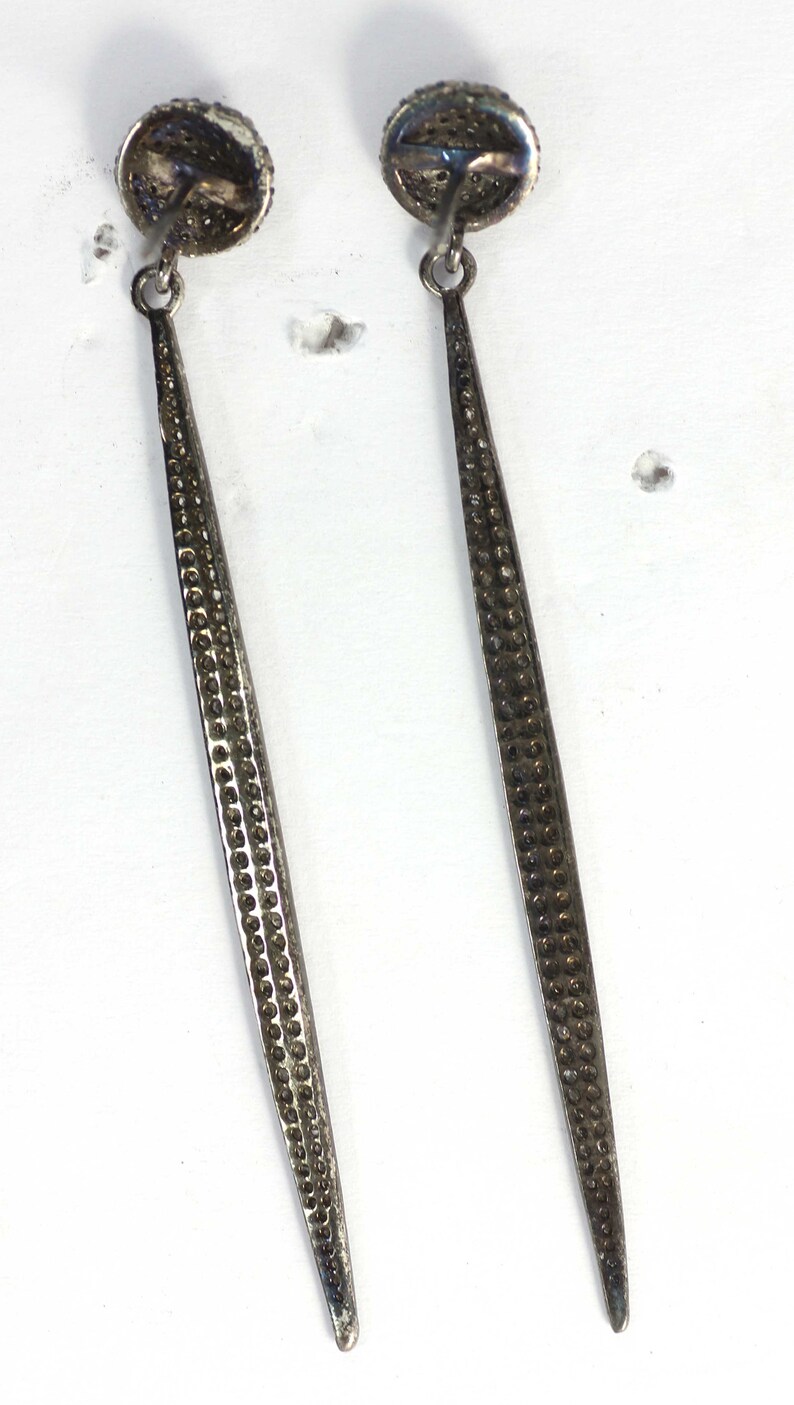 Genuine handmade pave diamond Earring Diamond Silver Earring .925 Oxidized Sterling Silver Diamond Earring