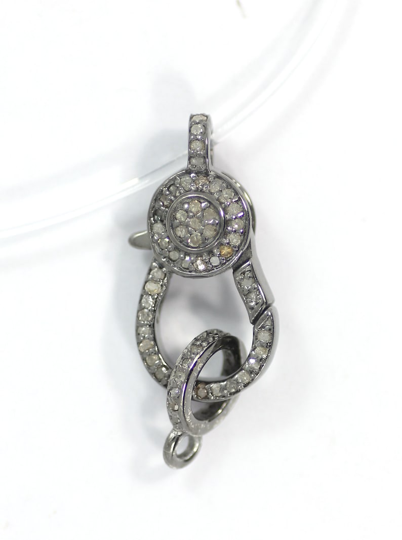 Silver Diamond Clasps .925 Oxidized Sterling Silver Diamond Etsy