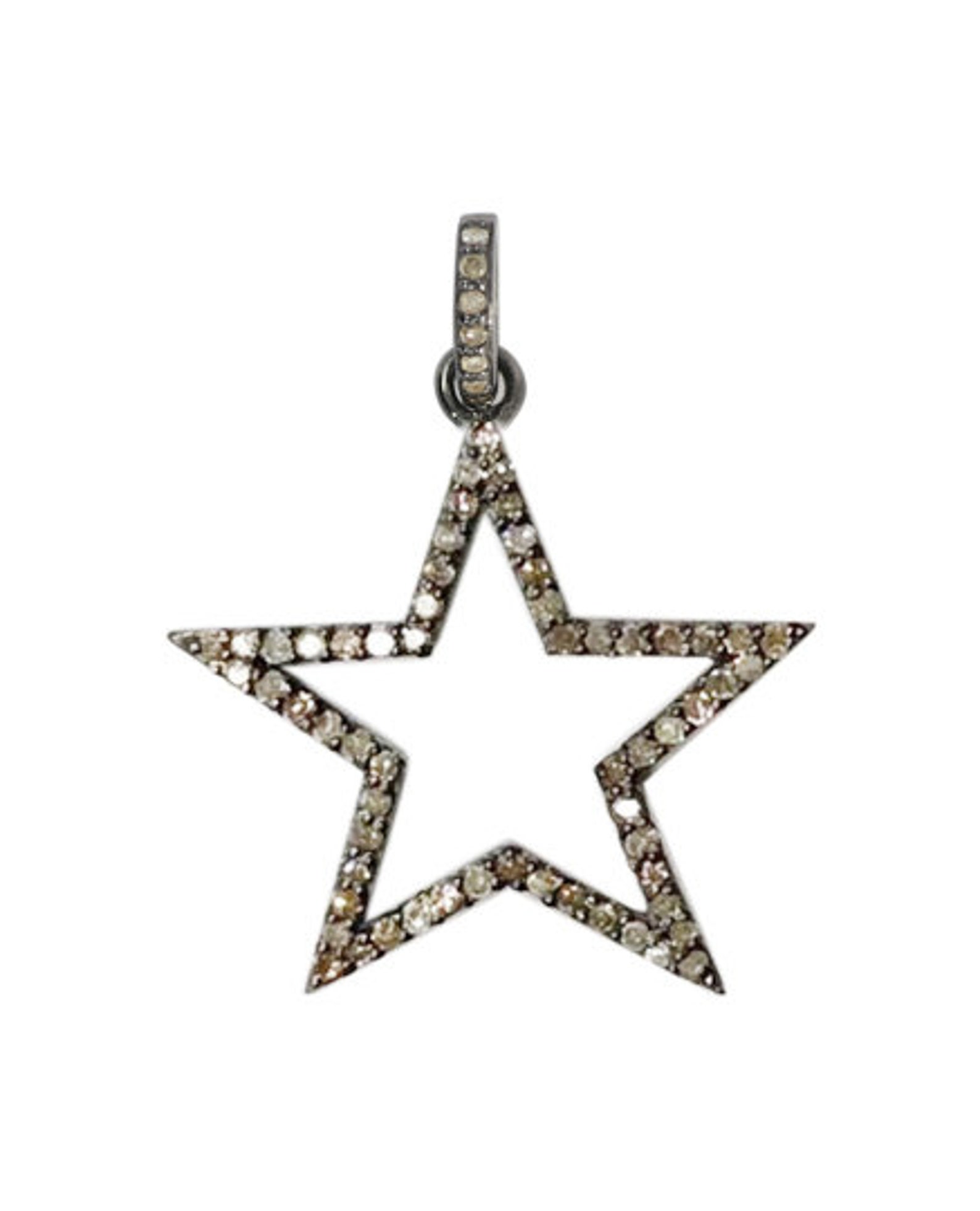 Star Shape Diamond Pendants.925 Oxidized Sterling Silver | Etsy