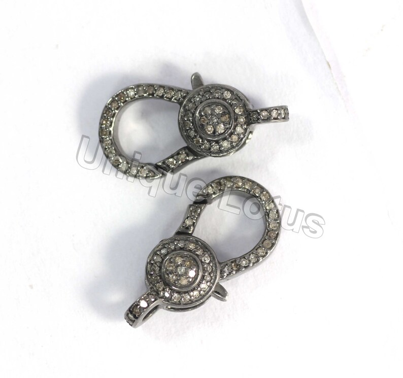 Silver Diamond Clasps .925 Oxidized Sterling Silver Diamond Etsy