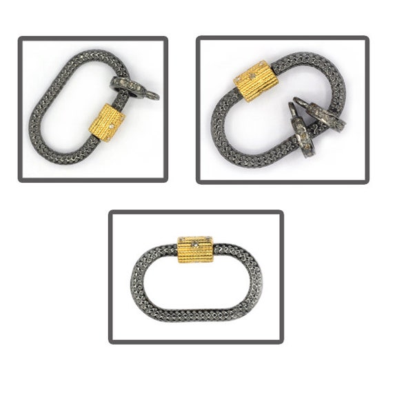 Open Shape Silver Diamond Clasps .925 Oxidized Sterling Silver Etsy
