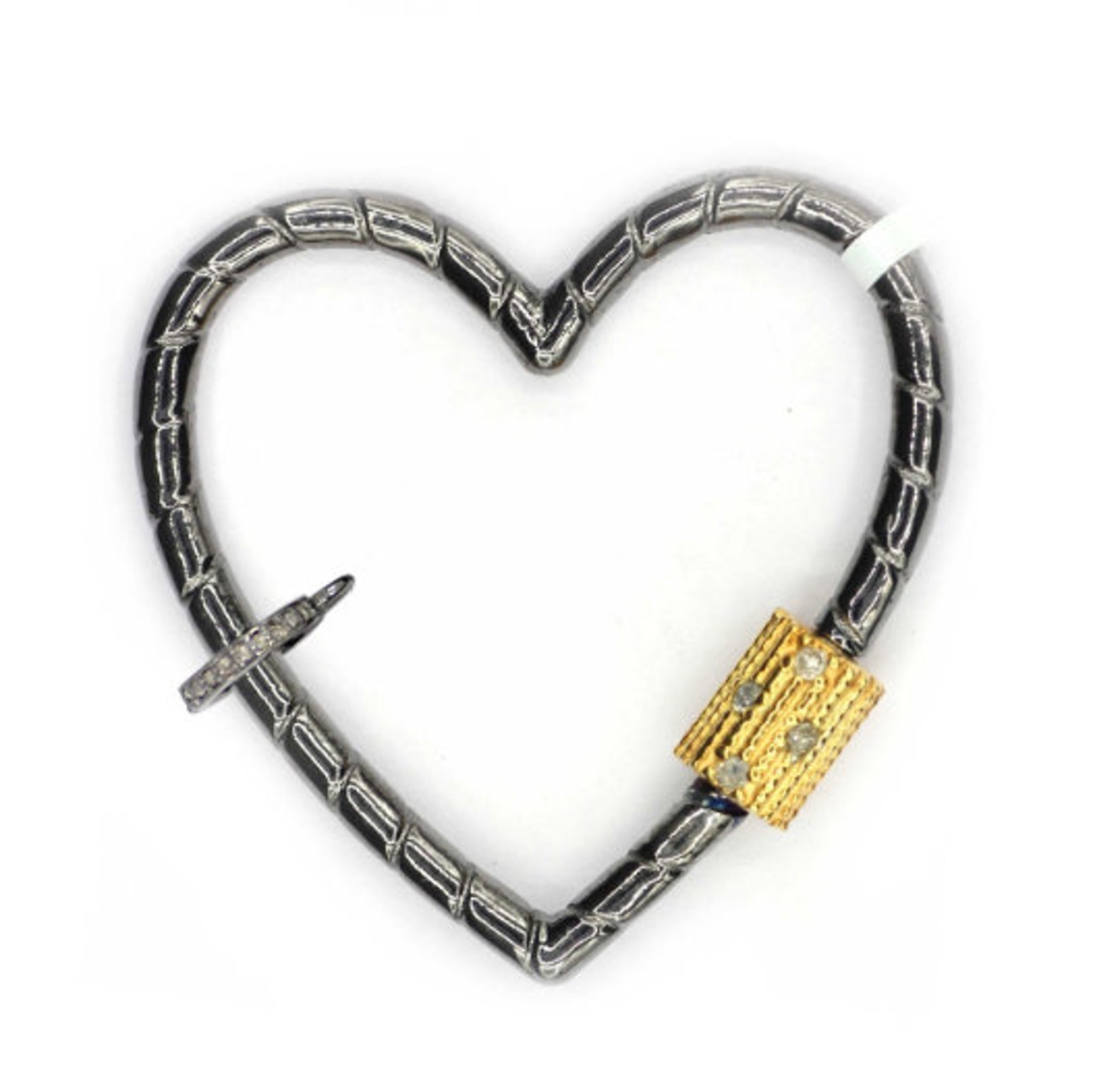 Heart Shape Silver Diamond Clasps .925 Oxidized Sterling Etsy